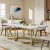 A dining room scene with a marble-top dining table and chairs. Produktbild-Vorschau