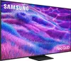 A Samsung Neo QLED television displaying a colorful abstract image, angled to show the screen and stand. Produktbild-Vorschau