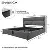 Diagram showing dimensions and recommended mattress thickness for a bed frame. Náhled obrázku produktu
