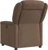 The back view of a brown fabric recliner chair. Voir les images du produit