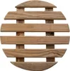 Support rond en bois, chariot à roulettes, brun Voir les images du produit 4