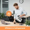 A man pouring hot water from a kettle into a cup in an office setting. Produktbild-Vorschau