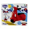 The image shows the retail packaging for a red Vespa Primavera ride-on toy scooter for children. The packaging displays the product prominently, along with branding, product features, and age recommendations. Náhľad obrázku produktu