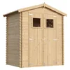 A wooden garden shed with double doors and two windows. Podgląd zdjęcia produktu