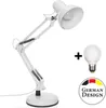 Weiße Retro Schreibtischlampe mit Gelenkarm – Metall Produktbild-Vorschau 1