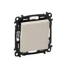 A single light switch with a beige cover and a black mounting frame, isolated on a white background. Náhľad obrázku produktu