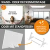 Collage showing different mounting options and accessories for an infrared heater. Produktbild-Vorschau