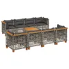 9-tlg. Garten-Sofagarnitur mit Kissen Grau Poly Rattan Produktbild-Vorschau 1