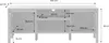 A diagram of a TV stand with dimensions labeled. Produktbild-Vorschau