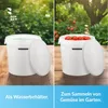 A split image showing two uses of a white bucket: one filled with water and the other with tomatoes, set in a garden environment. Voir les images du produit