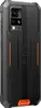 The back of a rugged, black smartphone with orange accents. Produktbild-Vorschau