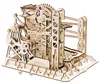 A wooden mechanical marble run model. Produktbild-Vorschau