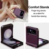 A collage of images showing a purple phone case for a Samsung Galaxy Z Flip. Produktbild-Vorschau