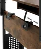 Close-up of a wooden shelf with black metal brackets and adjustable knobs. Produktbild-Vorschau