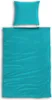 A turquoise pillow and duvet cover are laid out flat against a white background. Produktbild-Vorschau