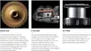A collage of three close-up images showcasing different components of a fishing reel, with accompanying descriptive text. Produktbild-Vorschau