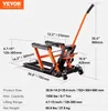 A motorcycle lift with dimensions and specifications displayed. Produktbild-Vorschau
