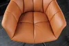 A close-up view of a brown leather chair with a black base. Produktbild-Vorschau