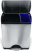 A stainless steel dual-compartment recycling bin with the lid open. Anteprima dell’immagine prodotto