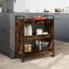 vidaXL Kuchyňský vozík kouřový dub 70x30x82 cm materiál na Náhled obrázku produktu 4