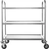A three-tiered stainless steel serving cart with wheels, presented against a white background. Produktbild-Vorschau