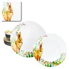 A stack of plates and a single plate with a bunny and floral design. Náhled obrázku produktu