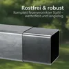 Close-up of a metal pipe with text overlay. Produktbild-Vorschau