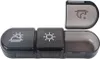 A black pill organizer with three compartments, one of which is open. Podgląd zdjęcia produktu