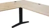 A close-up view of an L-shaped desk with a light wood finish and black metal legs. Produktbild-Vorschau