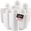A group of white water filter cartridges arranged in a cluster, with a tag attached to one of them. Produktbild-Vorschau
