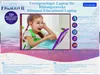The image shows the packaging of a bilingual educational laptop for children, featuring a young girl interacting with the laptop. Voir les images du produit