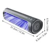 A product image showing a gray cylindrical fan with blue light emanating from its vents, with dimensions indicated by text and arrows. Anteprima dell’immagine prodotto