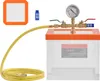 A vacuum chamber setup with a gauge, hose, and accessories on a white background. Anteprima dell’immagine prodotto