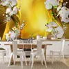 Vlies Fototapete - Orchid in Gold 400x280 cm Blumen Produktbild-Vorschau 1