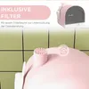 A close-up marketing image of a pink cat litter box with a filter and a small illustration of air circulation. Produktbild-Vorschau