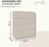 A chest of drawers with dimensions indicated by measurement lines and text. Produktbild-Vorschau