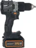 A studio shot of a Dewalt cordless drill with a battery pack attached. Voir les images du produit