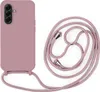 A pink phone case with a pink lanyard is shown against a white background. Produktbild-Vorschau