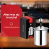 A product shot featuring a milk frother and its packaging, with promotional text. Produktbild-Vorschau