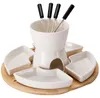 Schokoladenfondue-Set mit Bambusbrett, 11 Teile Produktbild-Vorschau 1