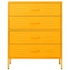 A bright yellow metal dresser with four drawers is shown against a white background. Anteprima dell’immagine prodotto