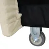 Close-up of the bottom corner of a product, showing its fabric and a wheel. Podgląd zdjęcia produktu