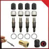 A collection of tire valve stems and caps for bicycles or cars. Produktbild-Vorschau