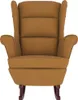 A brown velvet rocking chair with wooden legs, shown from the front against a white background. Náhľad obrázku produktu