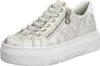 A single white sneaker with a platform sole and a crackled metallic finish is shown from a side-angle. Náhľad obrázku produktu