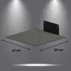 A square black metal wall shelf with dimensions indicated. Produktbild-Vorschau