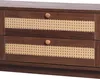 MODFU Meuble TV Bas en Bois Naturel, 2 Portes Coulissantes Voir les images du produit 6