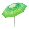 A green umbrella with a kiwi fruit pattern on a white background. Voir les images du produit