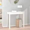 A white console table with a lamp and books on top, and a basket underneath. Podgląd zdjęcia produktu