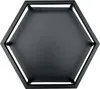 A top-down view of a black hexagonal metal tray or stand. Produktbild-Vorschau